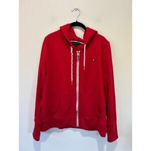 Tommy Hilfiger Y2K Women's Red Full Zip Hoodie Sweatshirt - Size XL